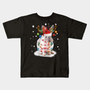 Bunny Rabbit Christmas Lights Santa Hat Funny Xmas Kids T-Shirt